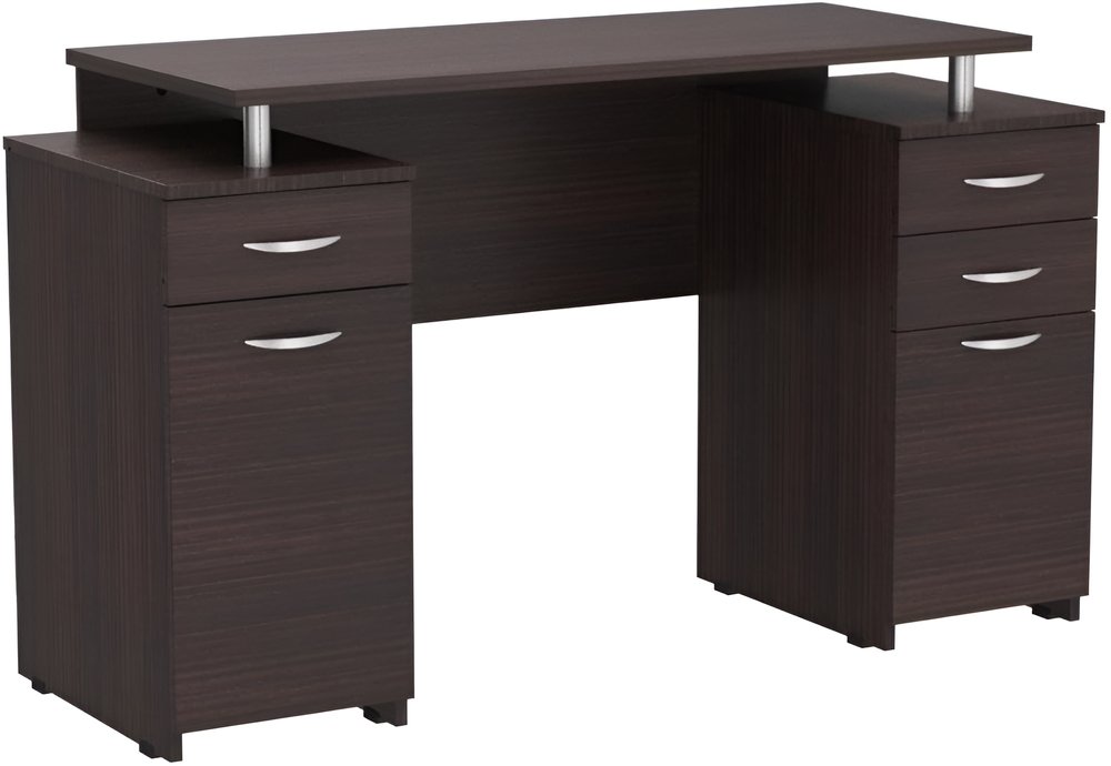 Escritorio para computadora color espresso de 43" con cuatro cajones