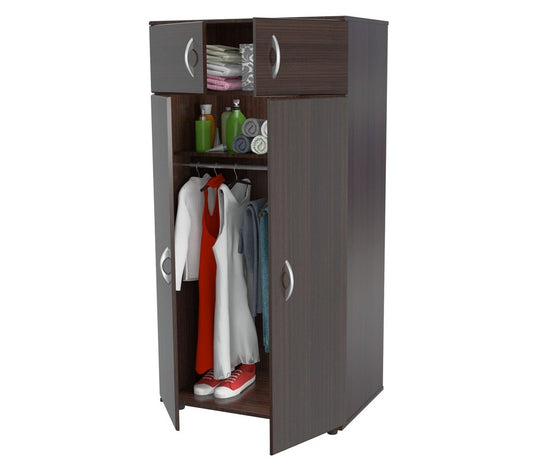 Cómoda combinada de melamina color espresso de 32" con espejo