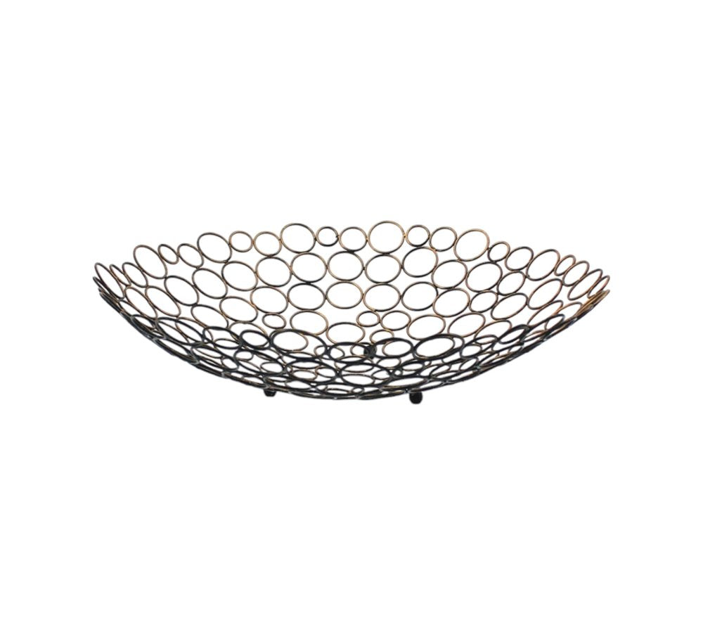 Cuenco redondo de metal bronce de 19" para centro de mesa