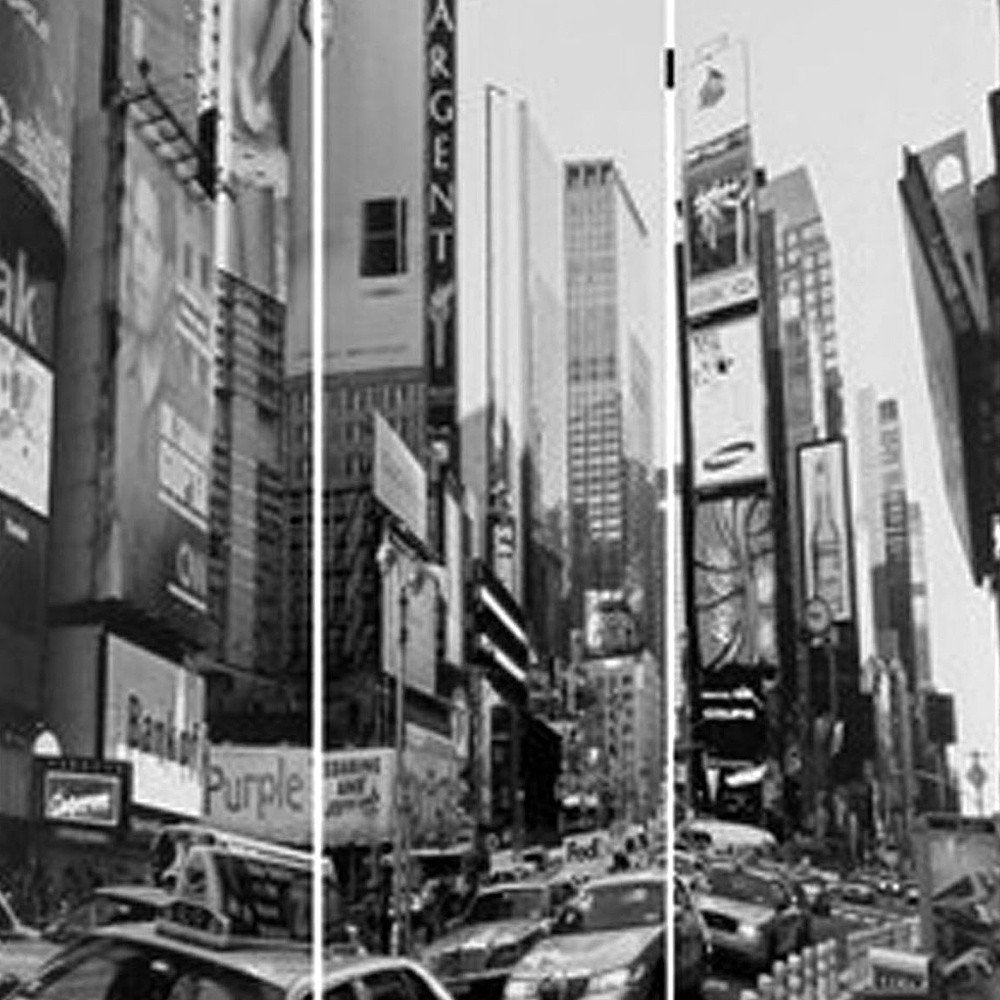 48 X 72 Multi Color Wood Canvas New York City Screen