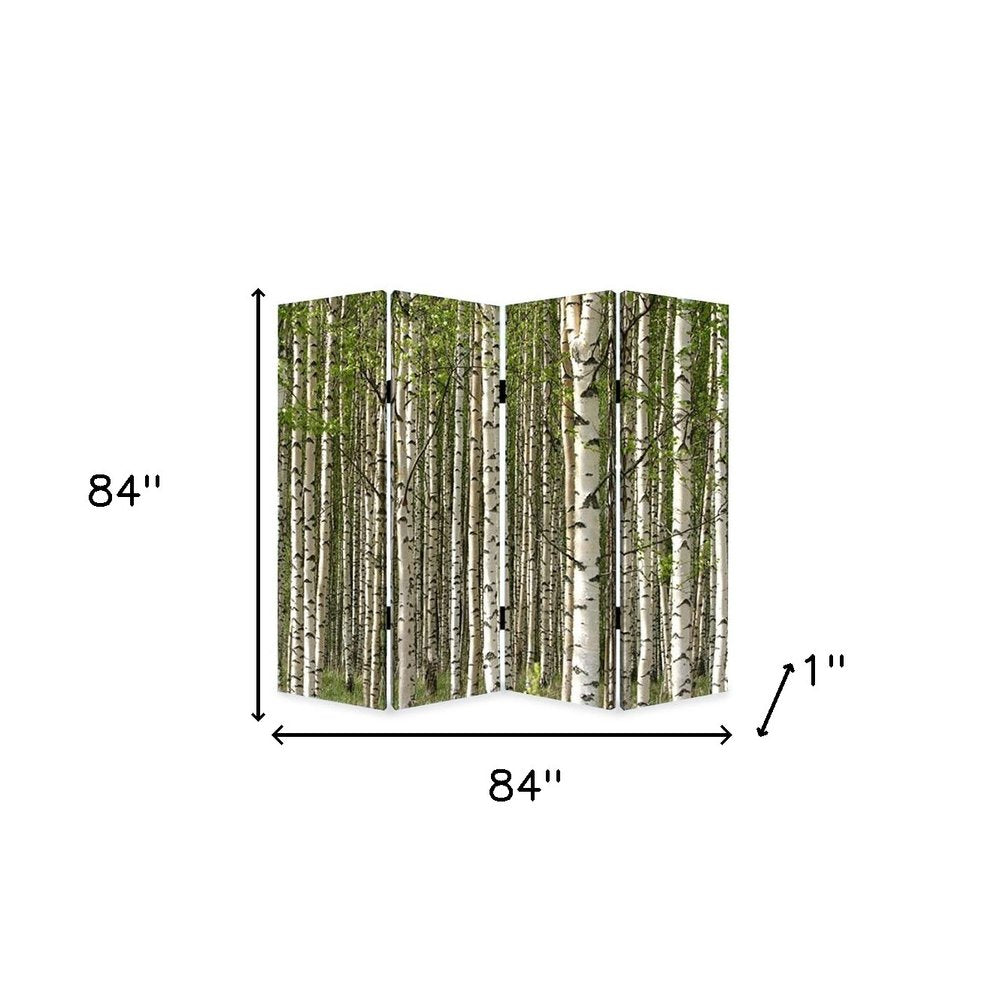 84" X 84" Multi Color Wood Canvas Prolific Forrest Screen