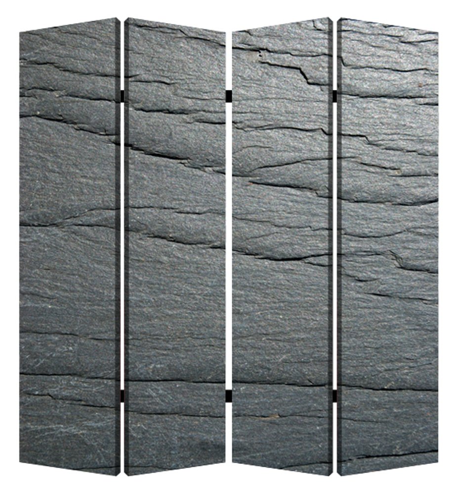84" X 84" Multi Color Wood Canvas Black Slate Screen