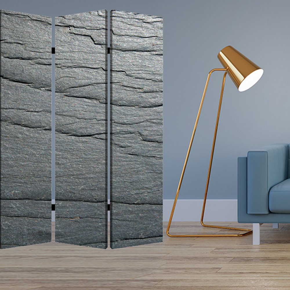 84" X 84" Multi Color Wood Canvas Black Slate Screen