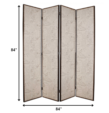 84 X 84 Tan Wood & Fabric Screen