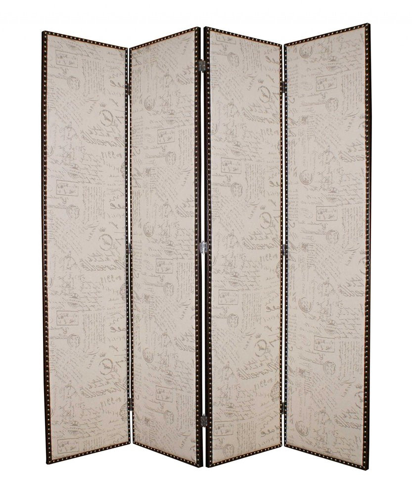 84 X 84 Tan Wood & Fabric Screen