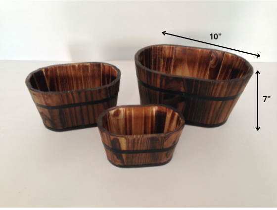 Maceta de madera marrón de 2,5 x 25 x 18 cm (3 piezas)