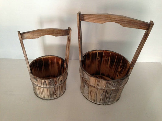 Maceta de madera marrón de 10 x 10 pulgadas (2 piezas)