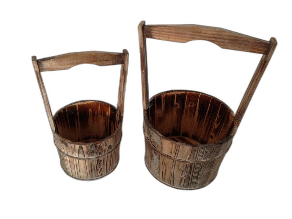 Maceta de madera marrón de 10 x 10 pulgadas (2 piezas)
