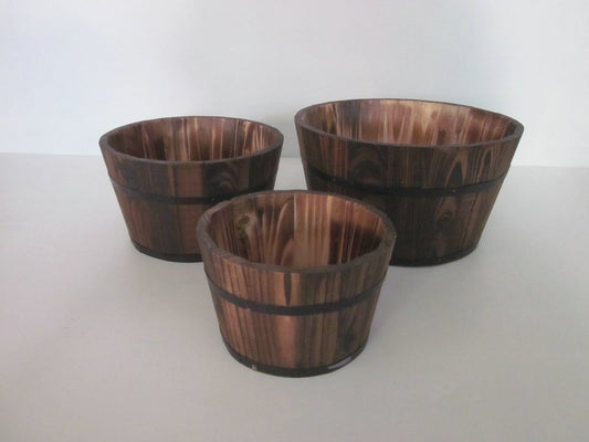 Maceta de madera marrón de 2,5 x 25 x 2,5 cm (3 piezas)