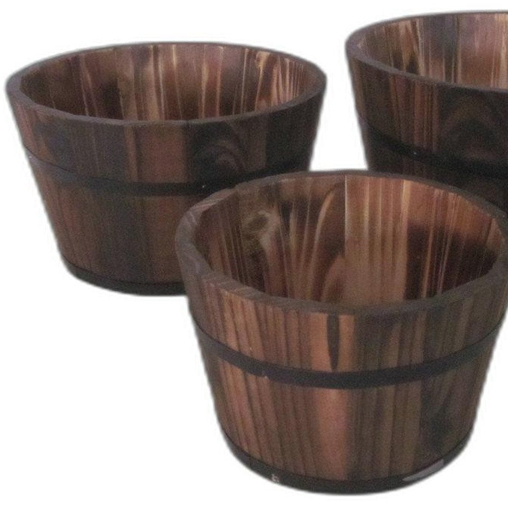 Maceta de madera marrón de 2,5 x 25 x 2,5 cm (3 piezas)