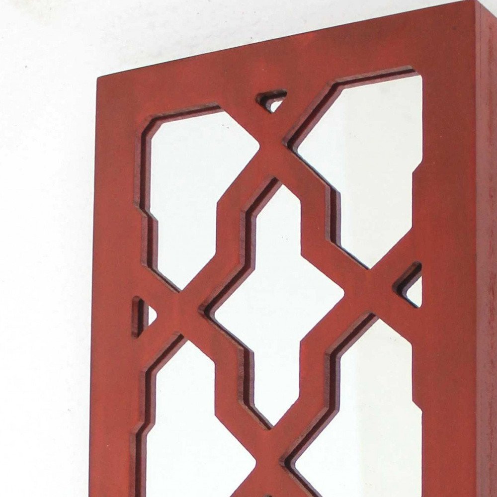 17 X 5 X 6 Red Mirrored - Candle Holder Sconce