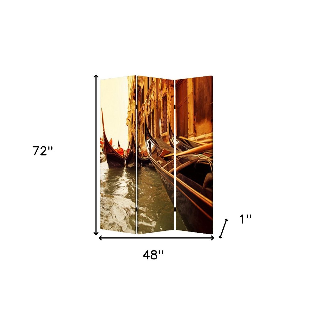 48" X 72" Multi Color Wood Canvas Venice Screen