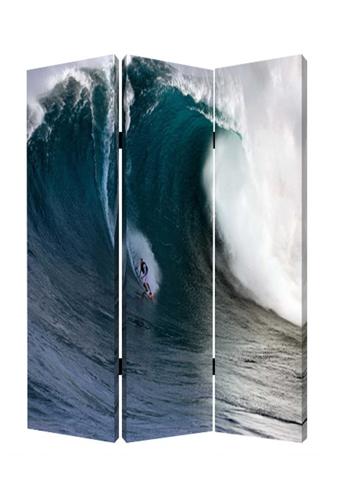 48 X 72 Multi Color Wood Canvas Wave Screen