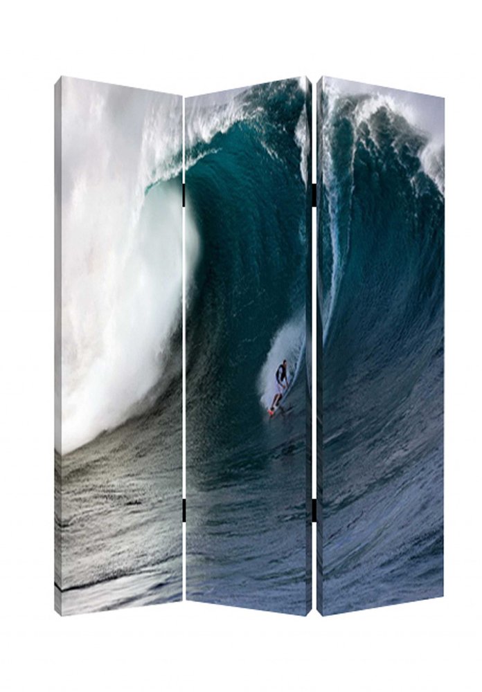 48 X 72 Multi Color Wood Canvas Wave Screen