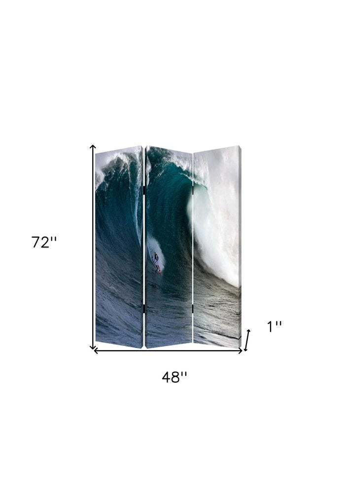 48 X 72 Multi Color Wood Canvas Wave Screen