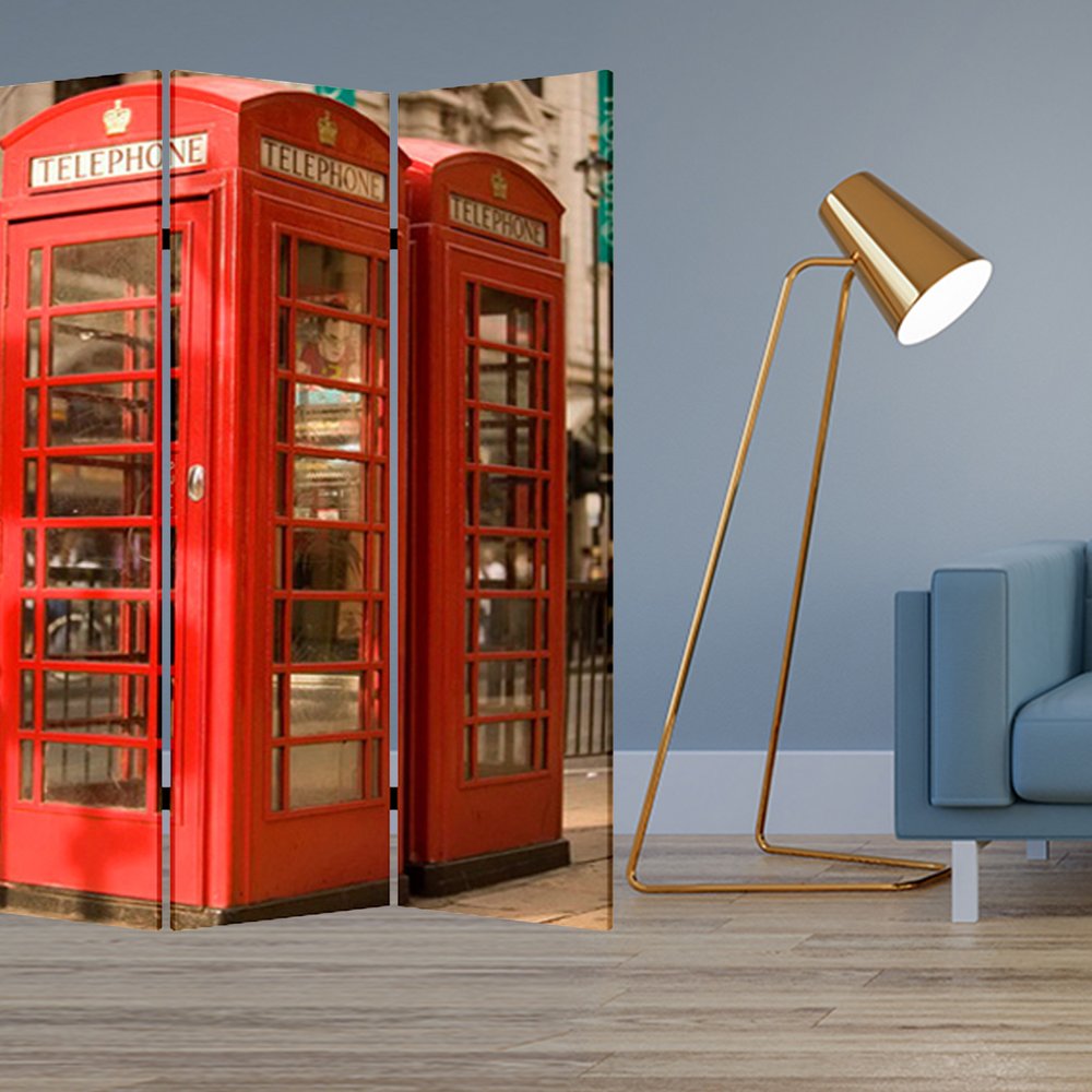 48" X 72" Multi Color Wood Canvas London Screen