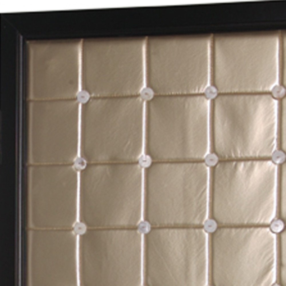 59" X 67" Gold Wood & Fabric Screen