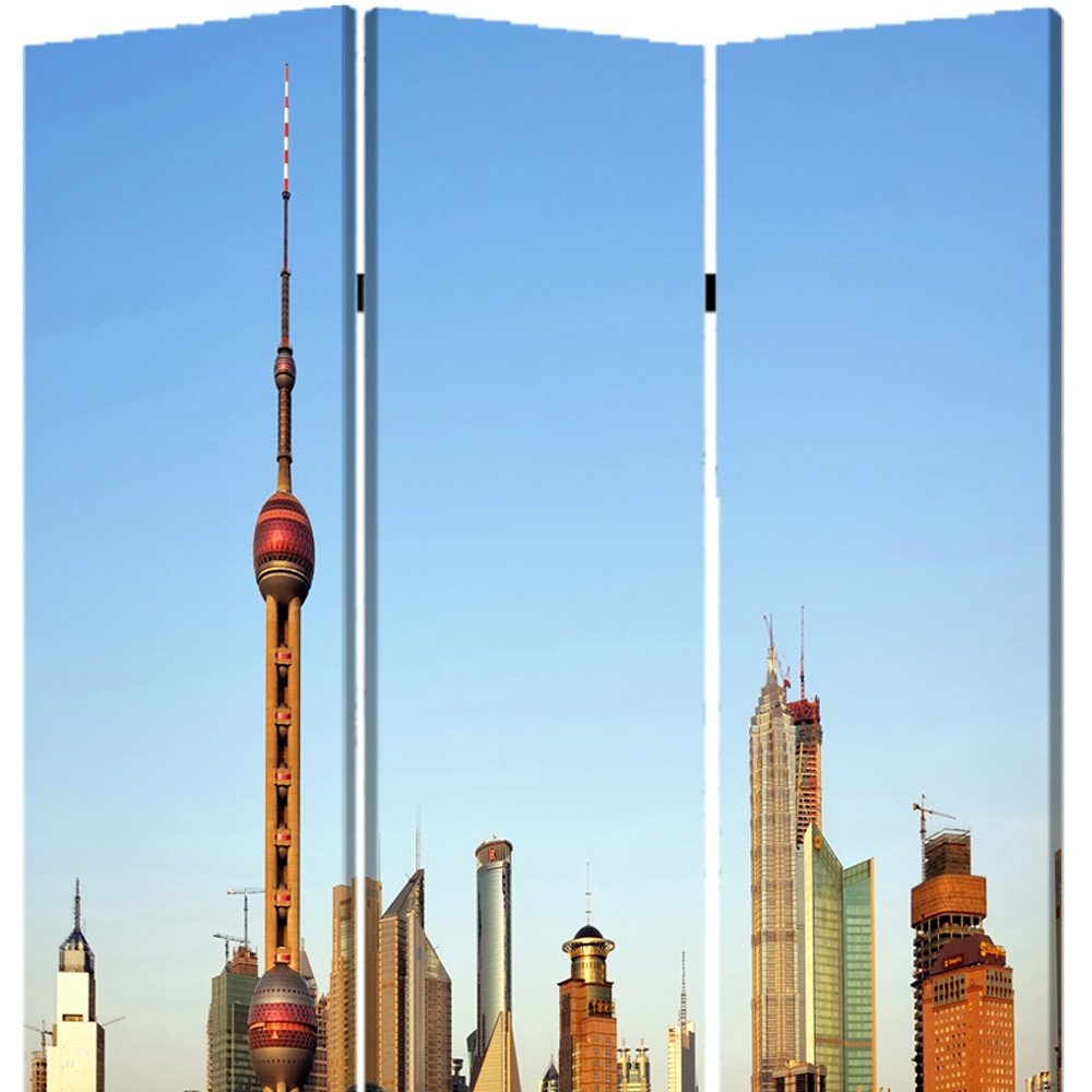 48" X 72" Multi Color Wood Canvas China Screen