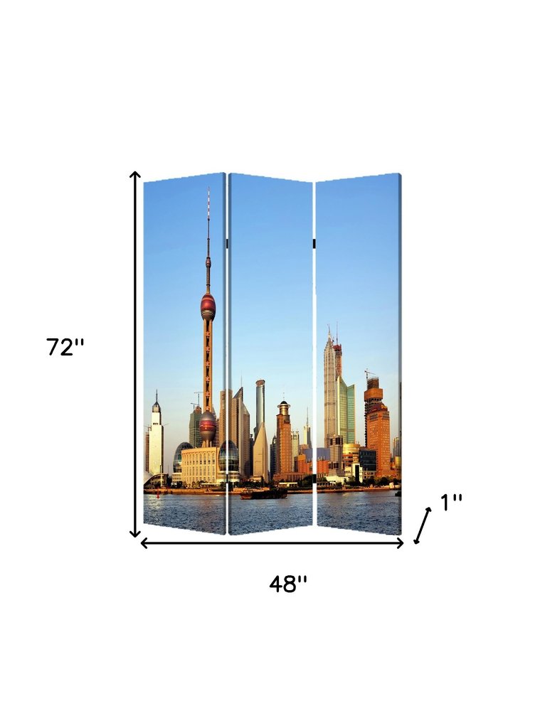 48" X 72" Multi Color Wood Canvas China Screen