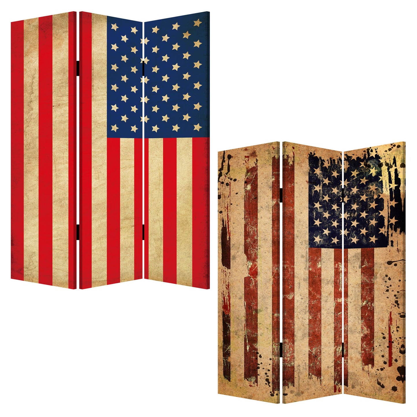 48 X 72 Multi Color Wood Canvas American Flag Screen