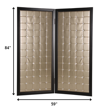 59" X 84" Gold Wood & Fabric Screen