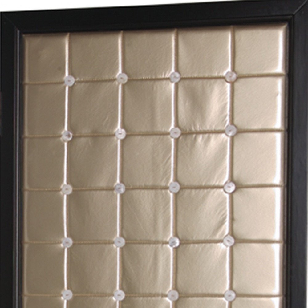 59" X 84" Gold Wood & Fabric Screen