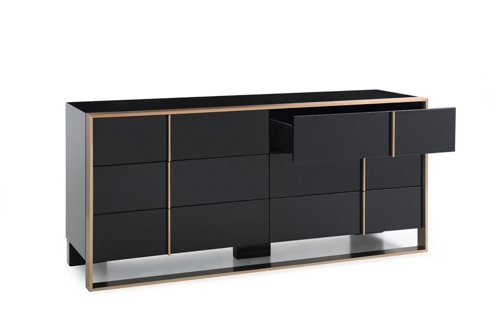 Cómoda de 29" en bronce cepillado y negro