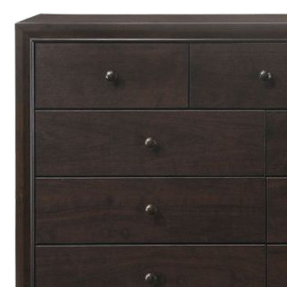 Cómoda doble de 57" de madera maciza y manufacturada color espresso con nueve cajones
