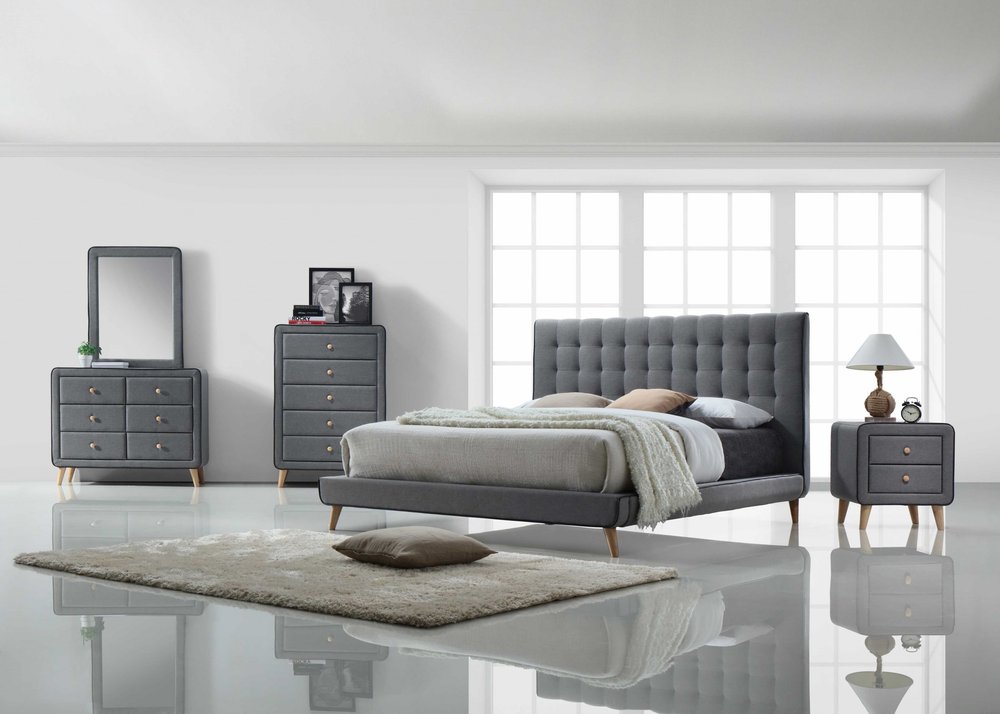 Cómoda/cómoda estándar de madera maciza gris claro de 43"
