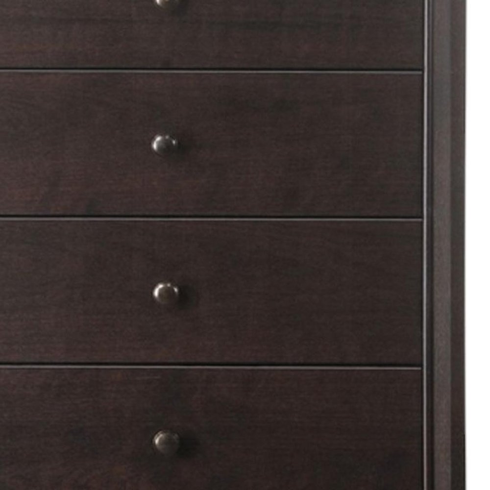 Cómoda de cinco cajones de madera maciza color espresso de 31"