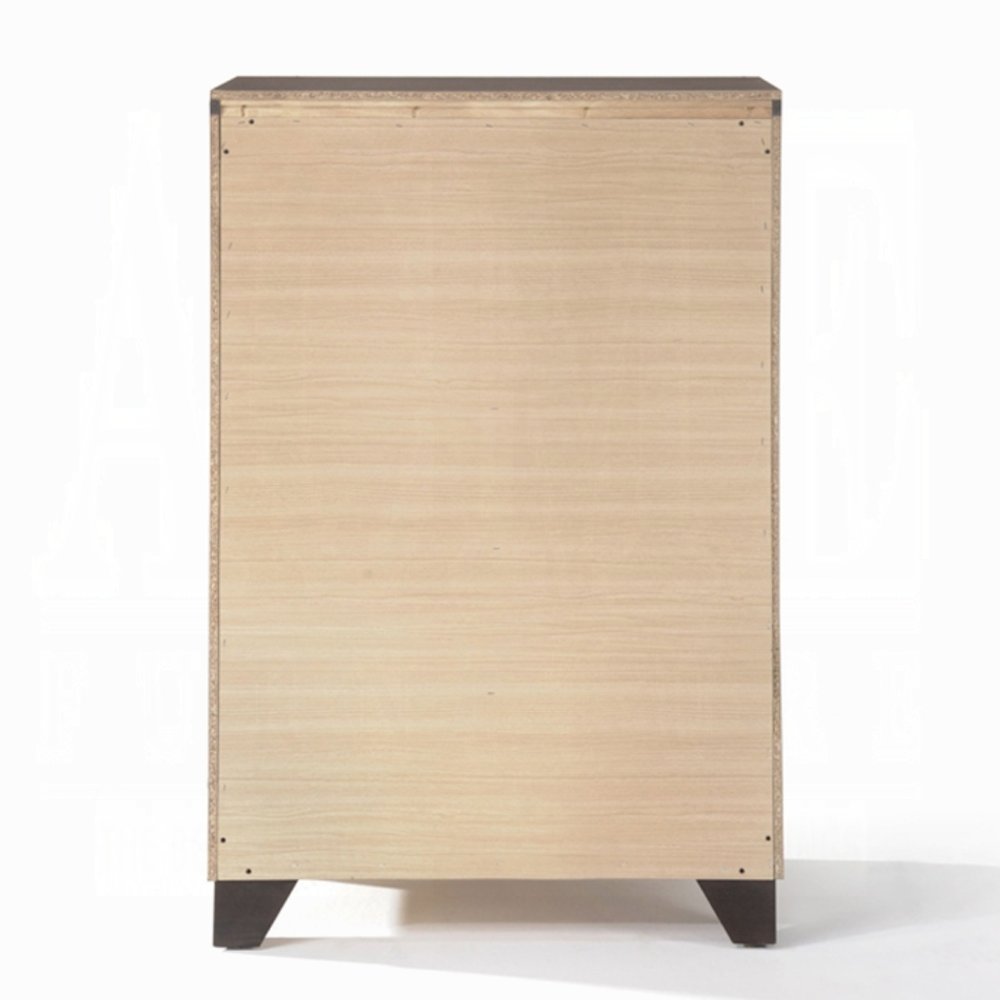 Cómoda de cinco cajones de madera maciza color espresso de 31"