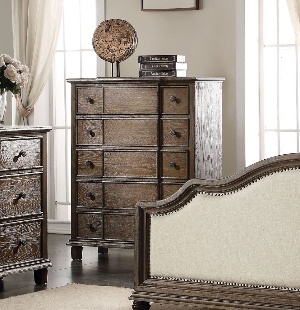 Cómoda doble de nueve cajones de madera maciza marrón oscuro de 60"