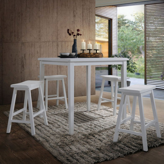 Juego de 5 piezas de madera de caucho blanca para mostrador de 91 x 91 x 91 cm