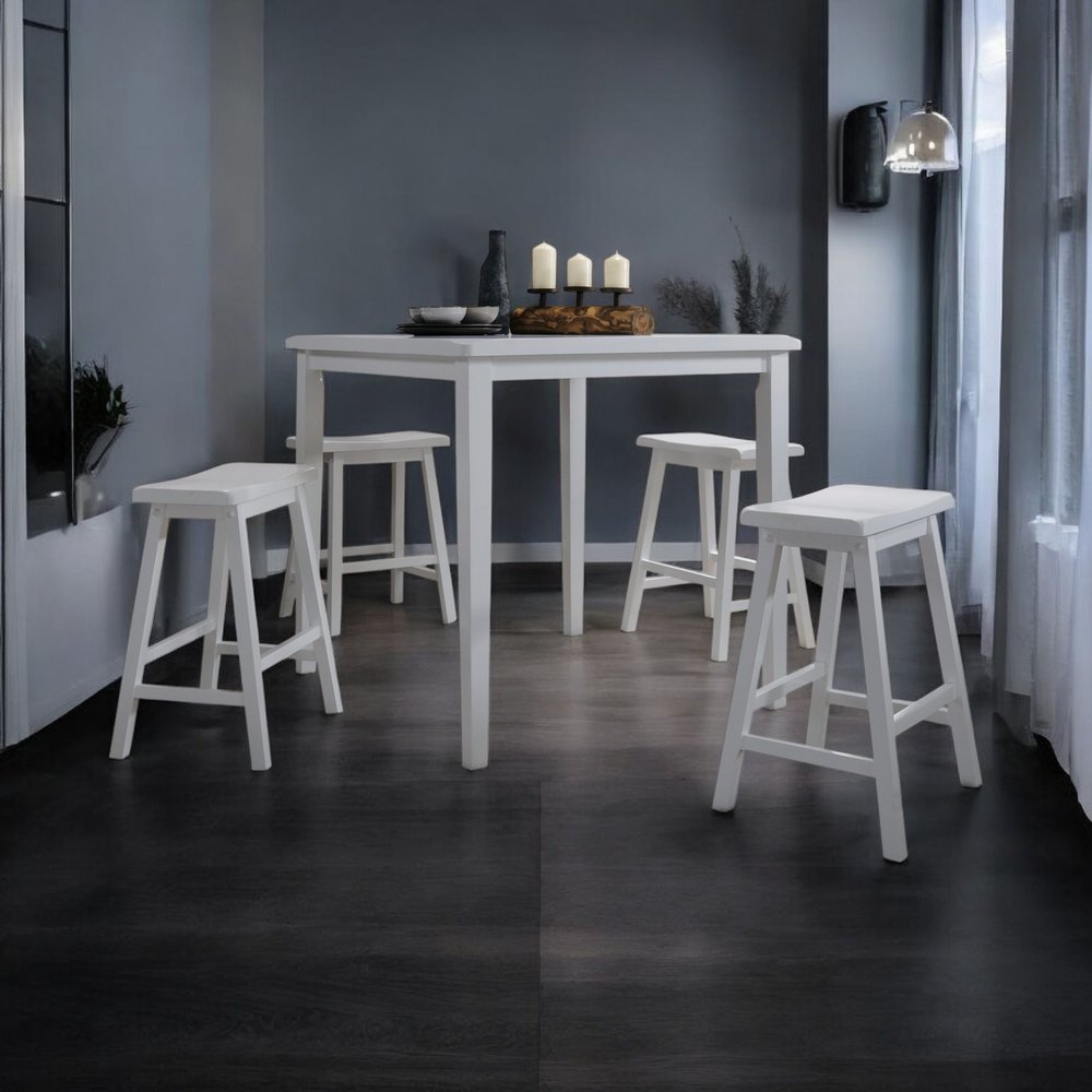 Juego de 5 piezas de madera de caucho blanca para mostrador de 91 x 91 x 91 cm