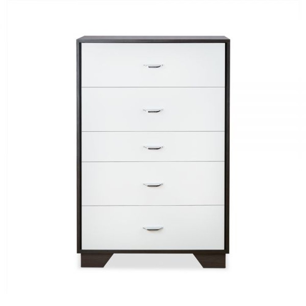 Cómoda estándar de cinco cajones marrón y blanca de 32"