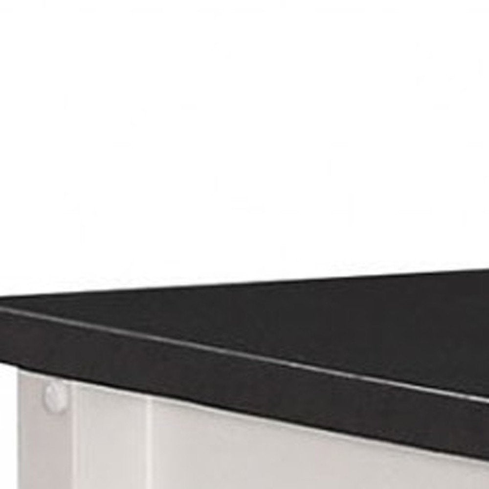 Carrito de cocina de madera de caucho blanco y negro de 81 x 48 x 86 cm