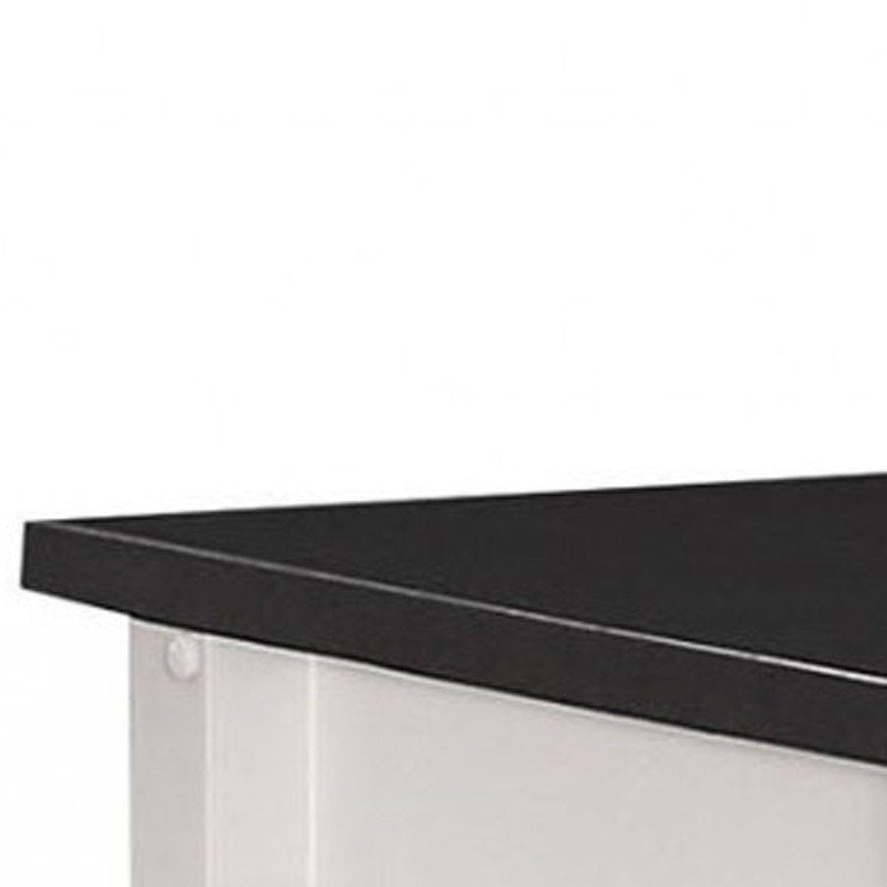 Carrito de cocina de madera de caucho blanco y negro de 81 x 48 x 86 cm
