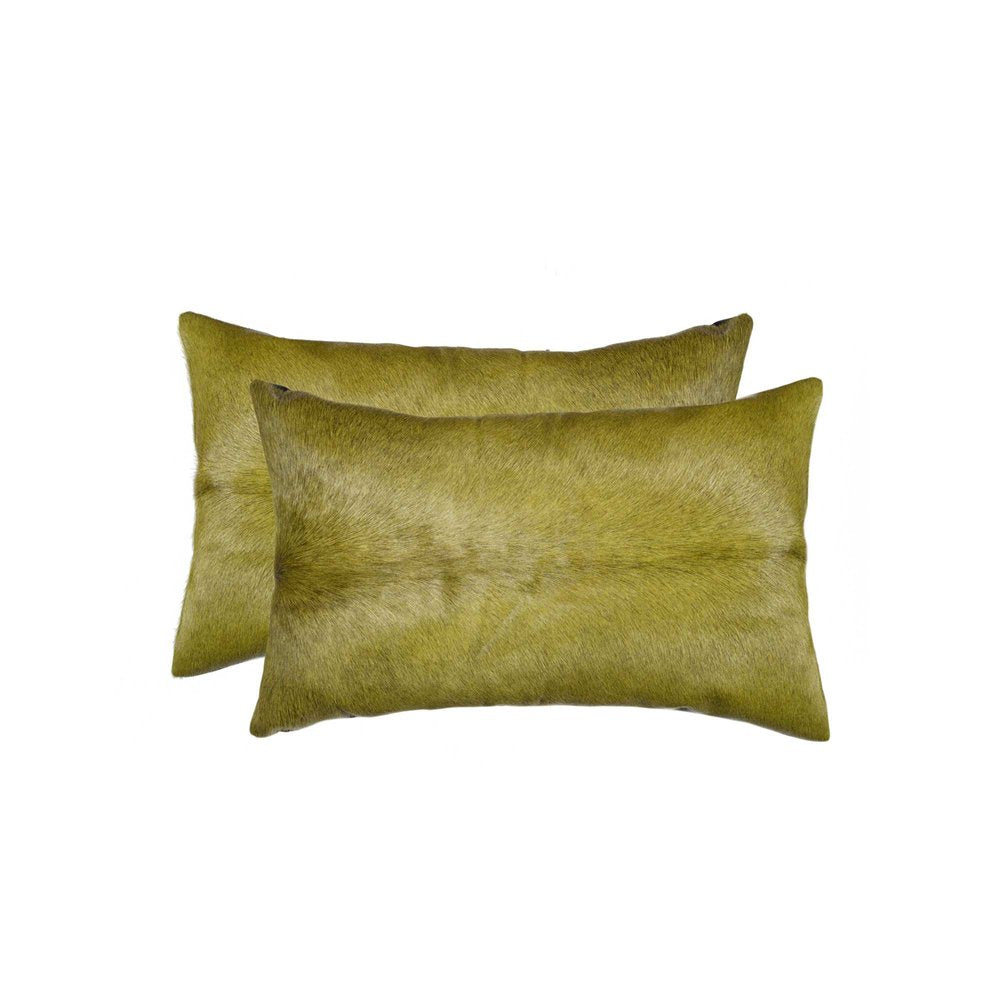 Set of Two 12" X 20" Gray Cowhide Throw Pillow