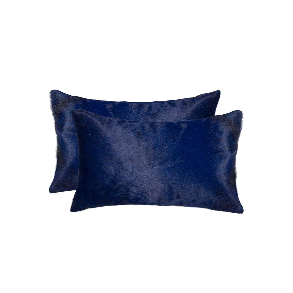 Set of Two 12" X 20" Gray Cowhide Throw Pillow
