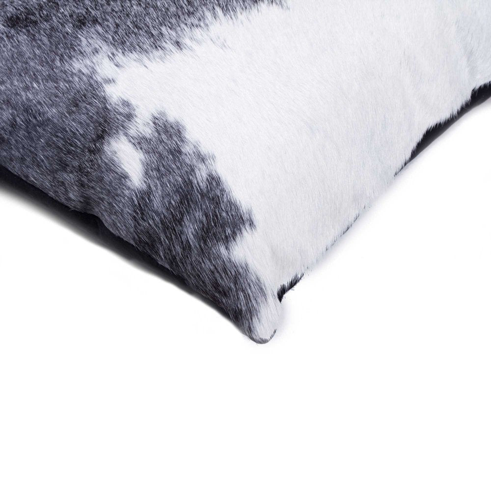 Set of Two Silver and Gray Cowhide Throw Pillow