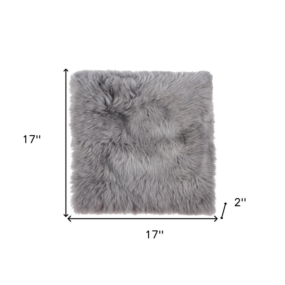17" X 17" Gray Genuine Sheepskin Chair Pad