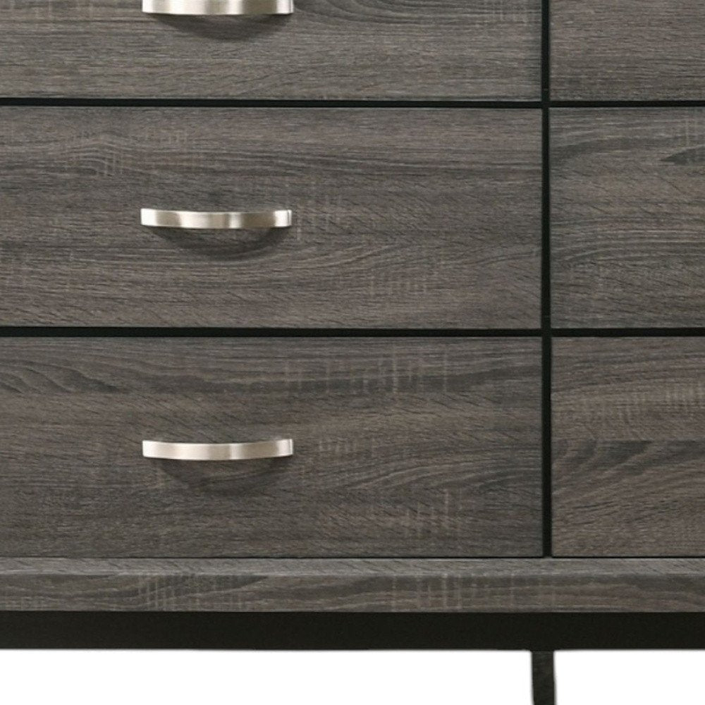 Cómoda doble gris de seis cajones de 58"