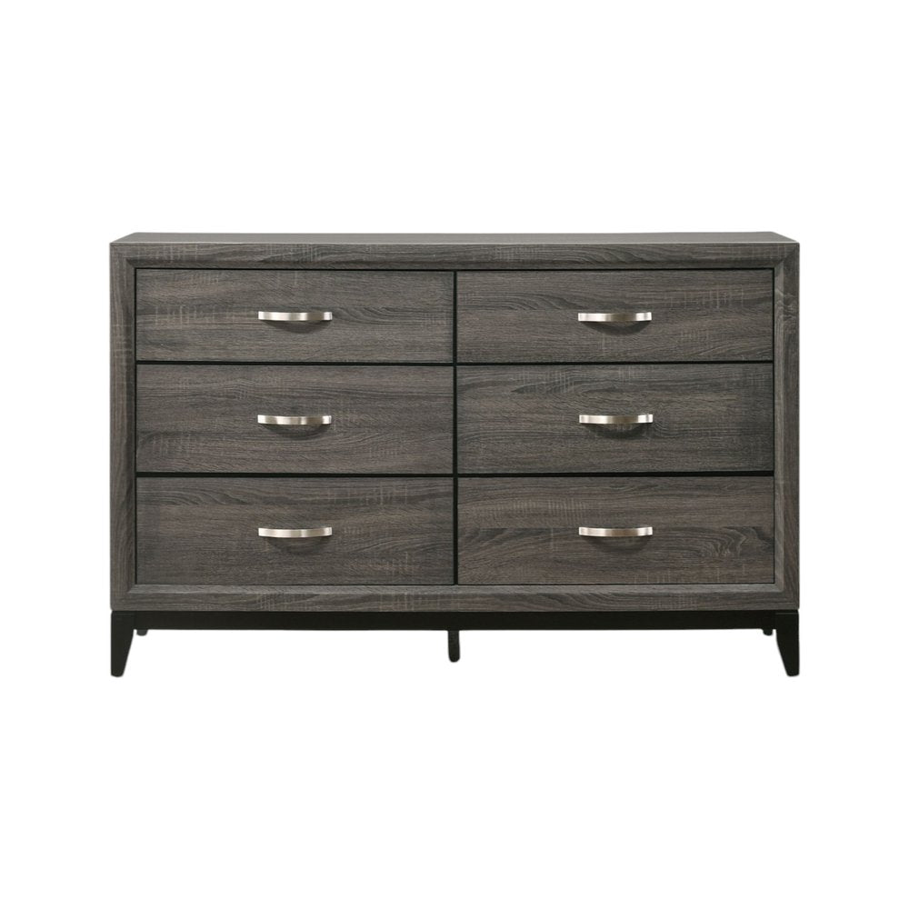 Cómoda doble gris de seis cajones de 58"