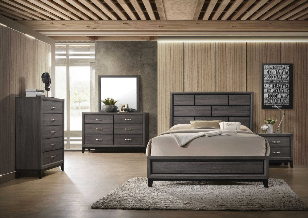 Cómoda doble gris de seis cajones de 58"