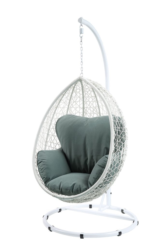 Sillón columpio de metal negro de 38" con cojín beige