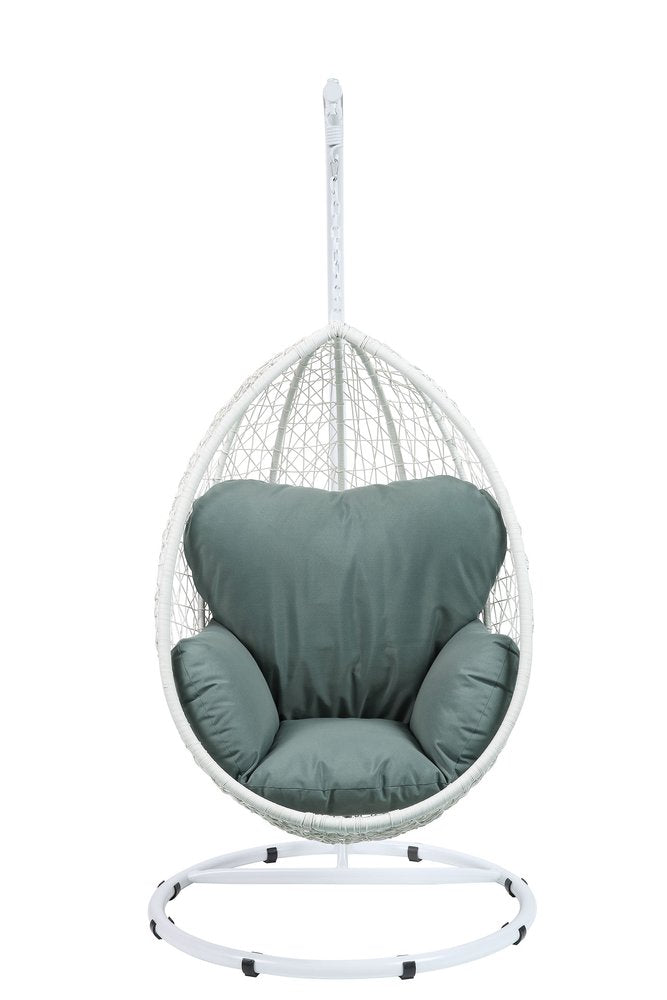 Sillón columpio de metal negro de 38" con cojín beige