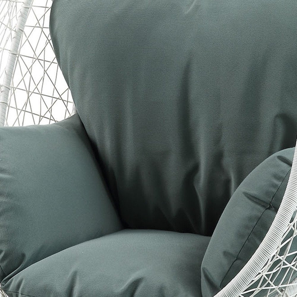 Sillón columpio de metal negro de 38" con cojín beige