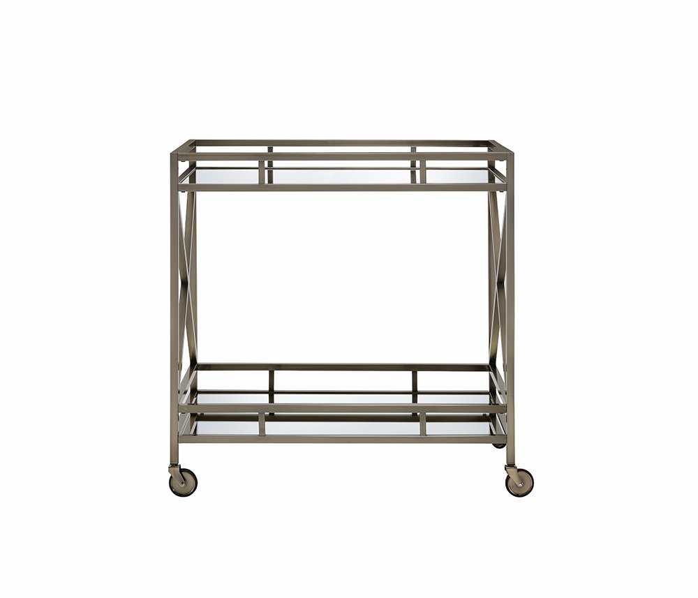Carrito de servicio de metal de latón antiguo de 34" x 20" x 35"