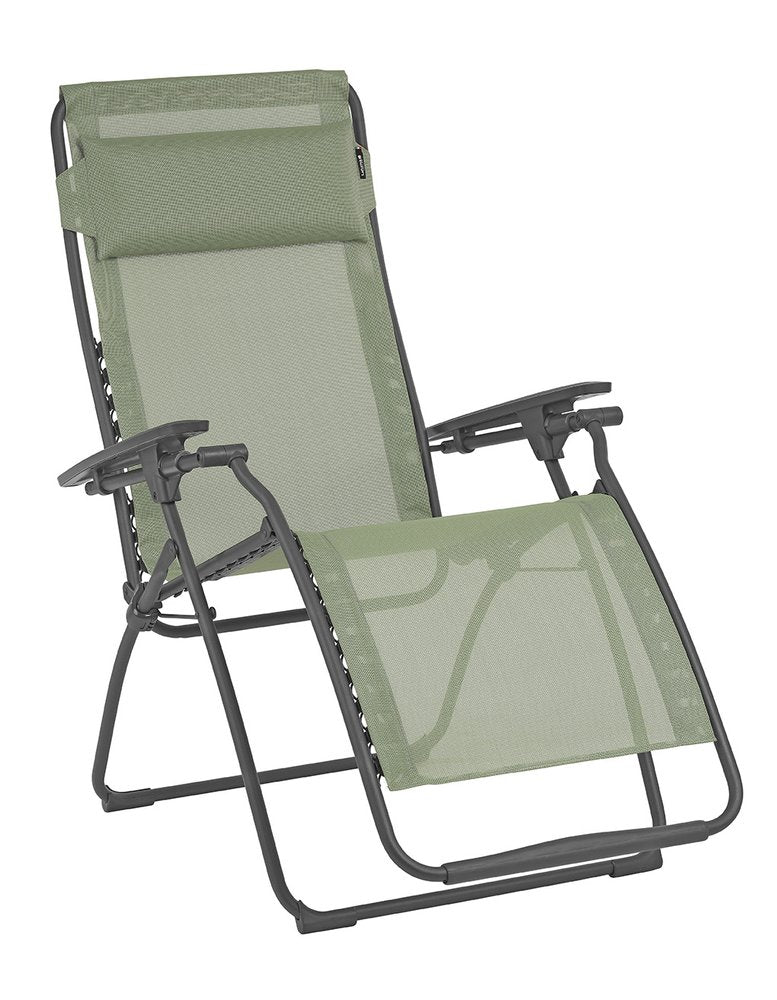 Silla de exterior de gravedad cero de acero verde de 71 cm con cojín verde