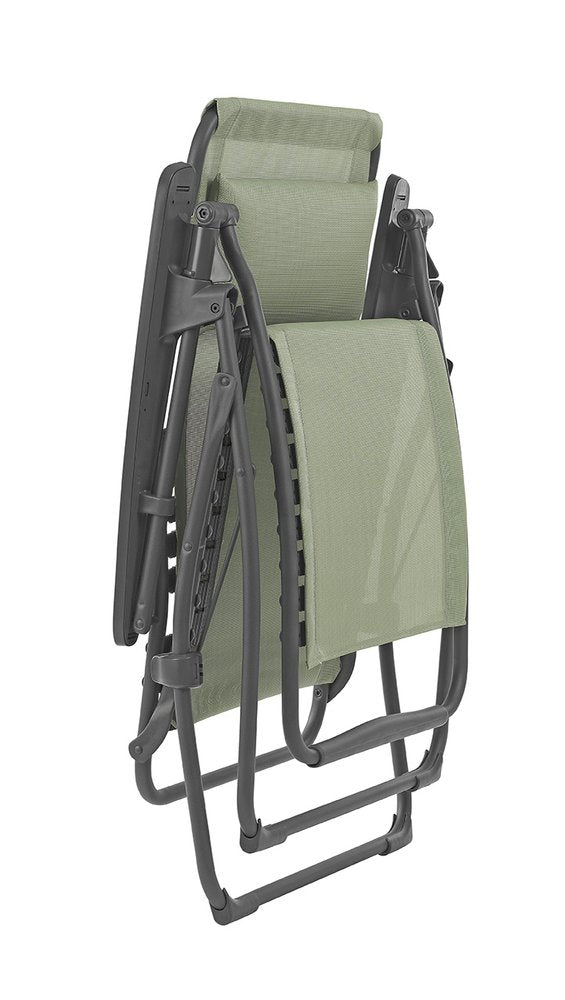 Silla de exterior de gravedad cero de acero verde de 71 cm con cojín verde